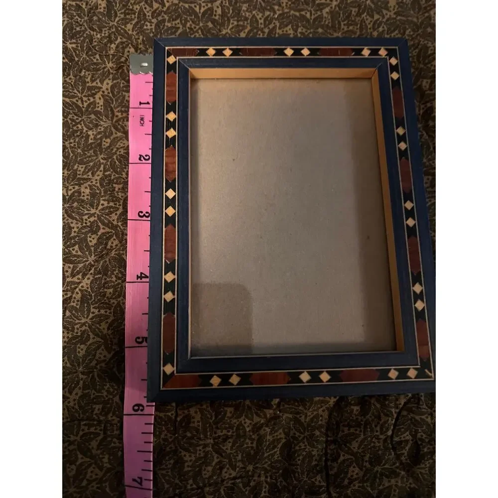 Wood photo picture frame 4x6 geometric pattern table stand home decor